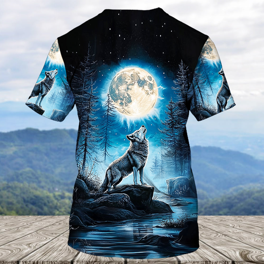 Wolf Moon Light Art All Over Print Shirt