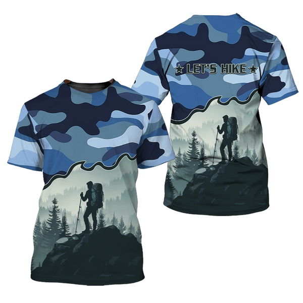 Hiking Mountain Blue Camo All Over Print Shirt