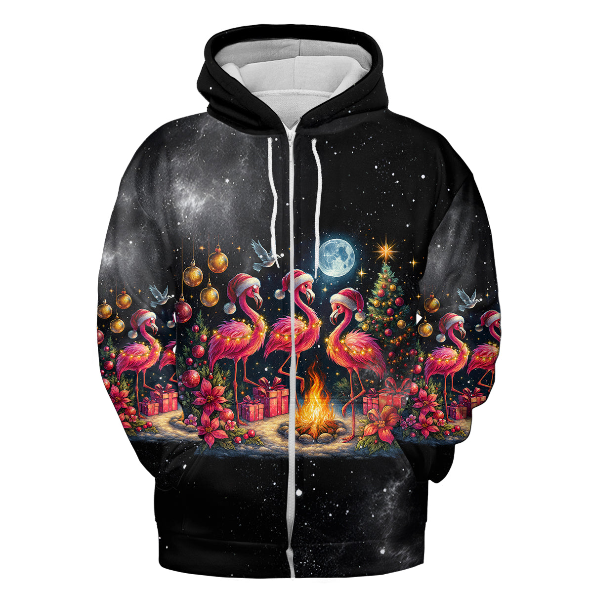 Merry Christmas Flamingo Camping All Over Print Shirt