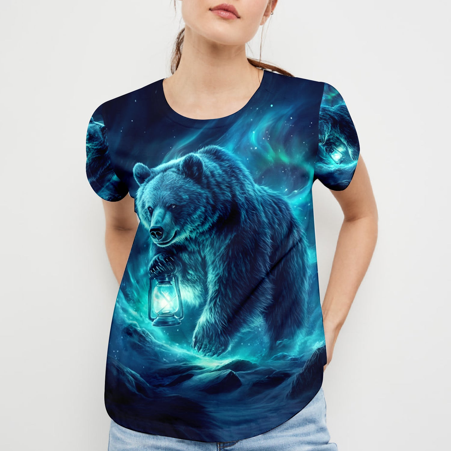 Wild Bear In The Night All Over Print Shirt
