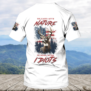 Vintage Patriotic Deer American Flag All Over Print Shirt