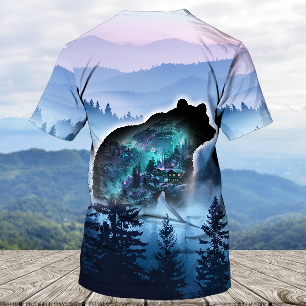 Aurora Bear Adventure Mountain All Over Print Shirt