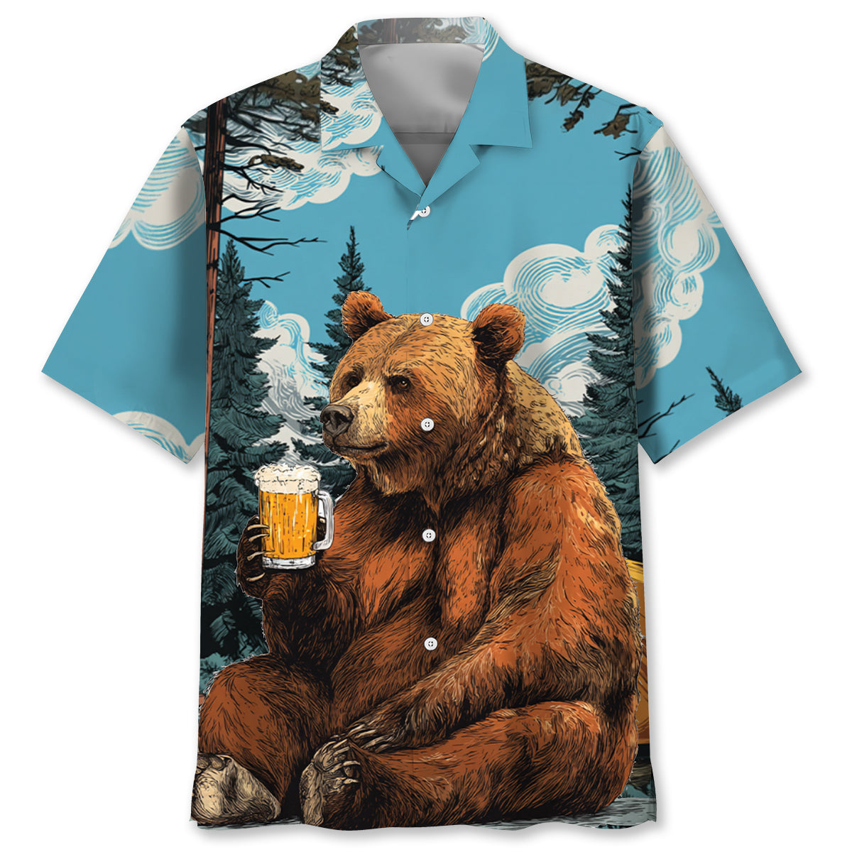 Bear At Campsite Hawaiian Shirt