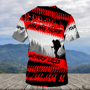 Custom Name Hiking More Worry Less Black Red All Over Print Shirt