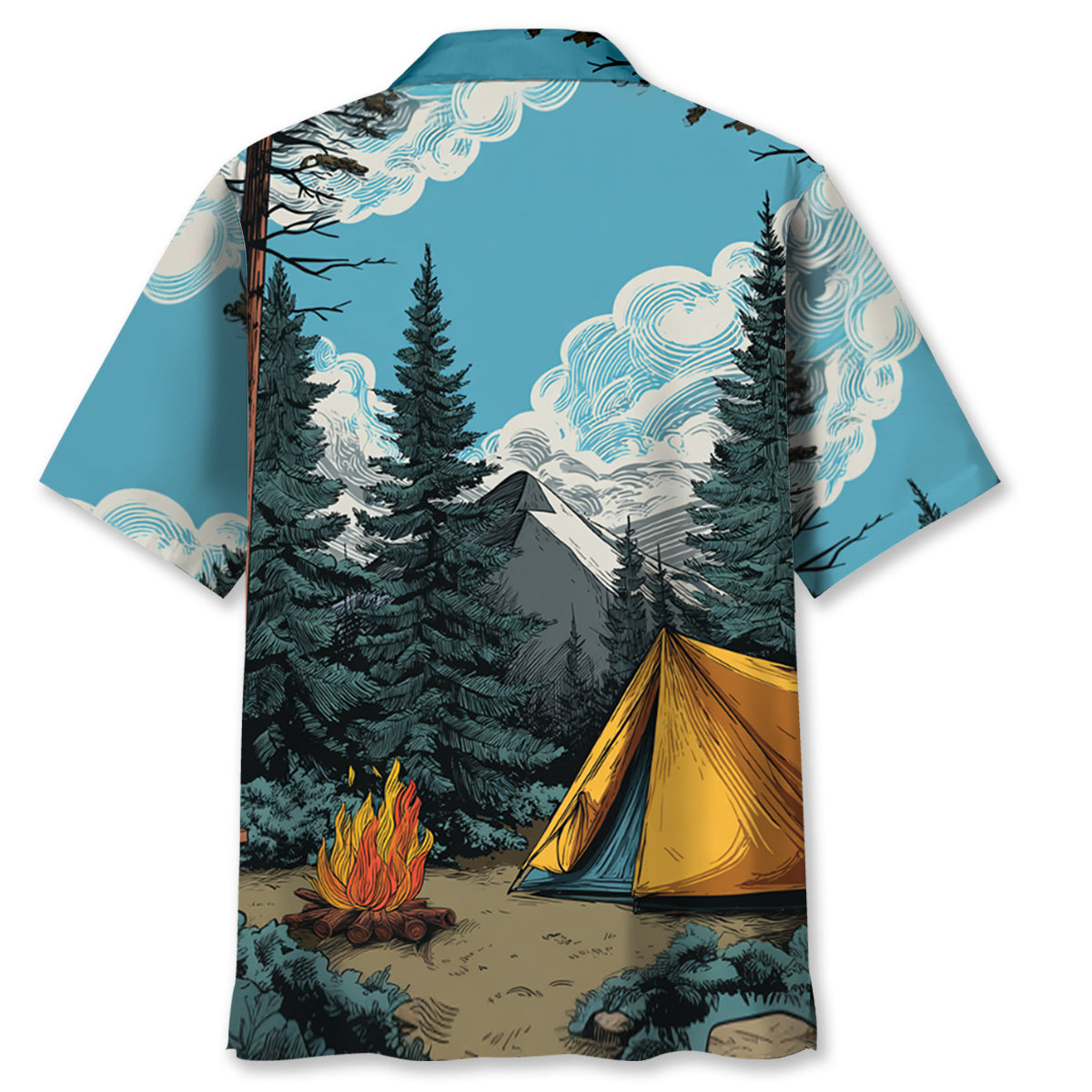Bear At Campsite Hawaiian Shirt