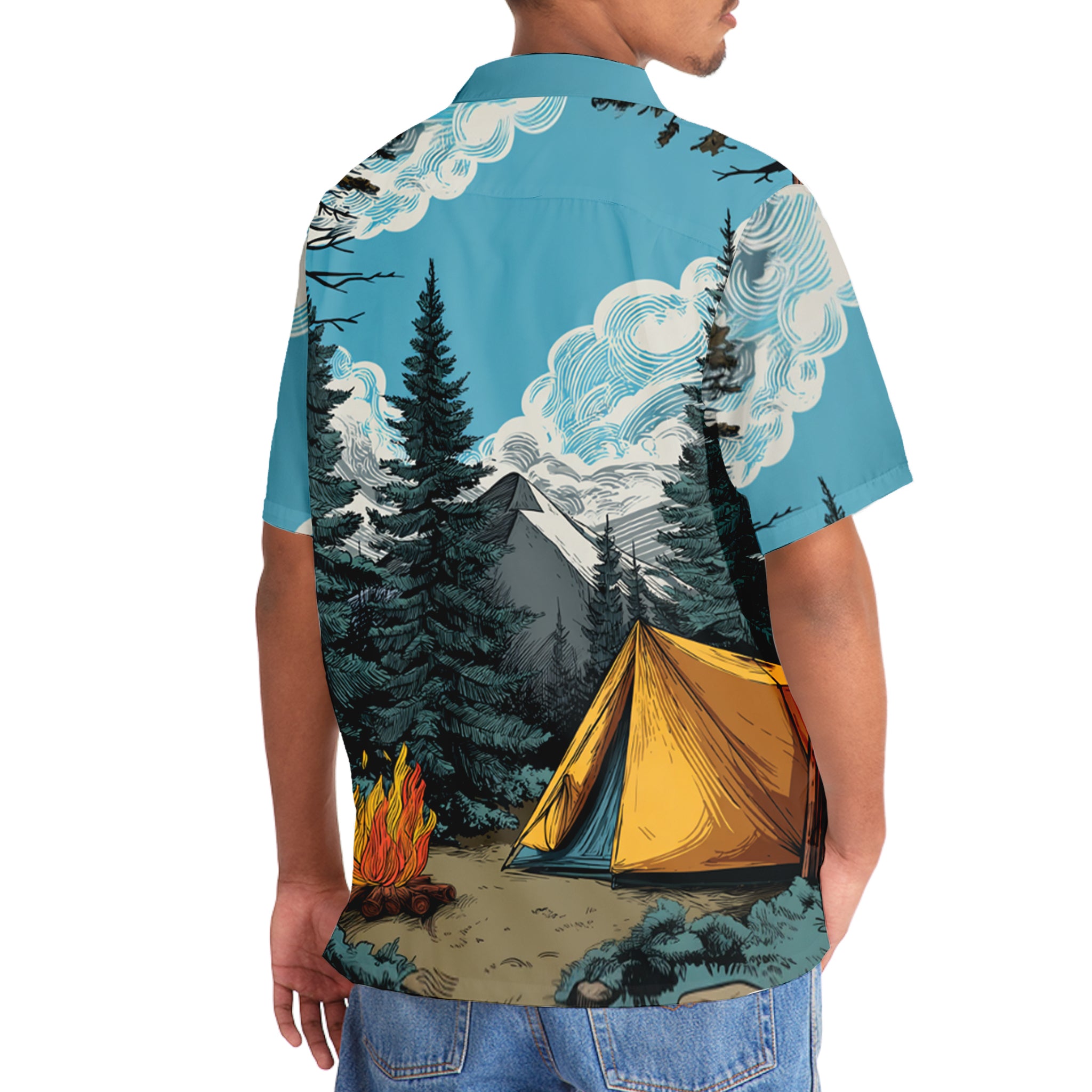 Bear At Campsite Hawaiian Shirt