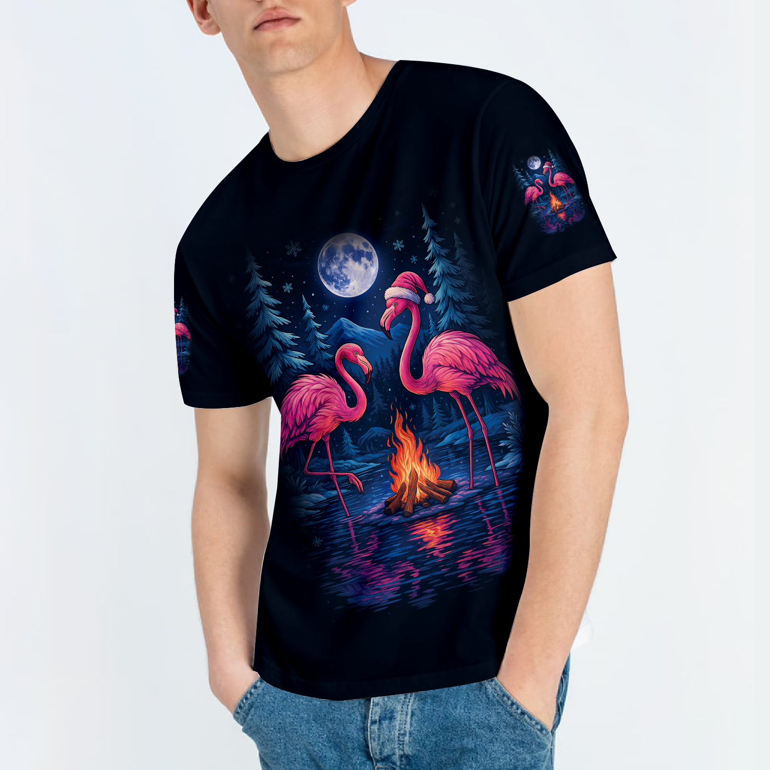 Crazy Friends Camping Memories Flamingo Christmas All Over Print Shirt