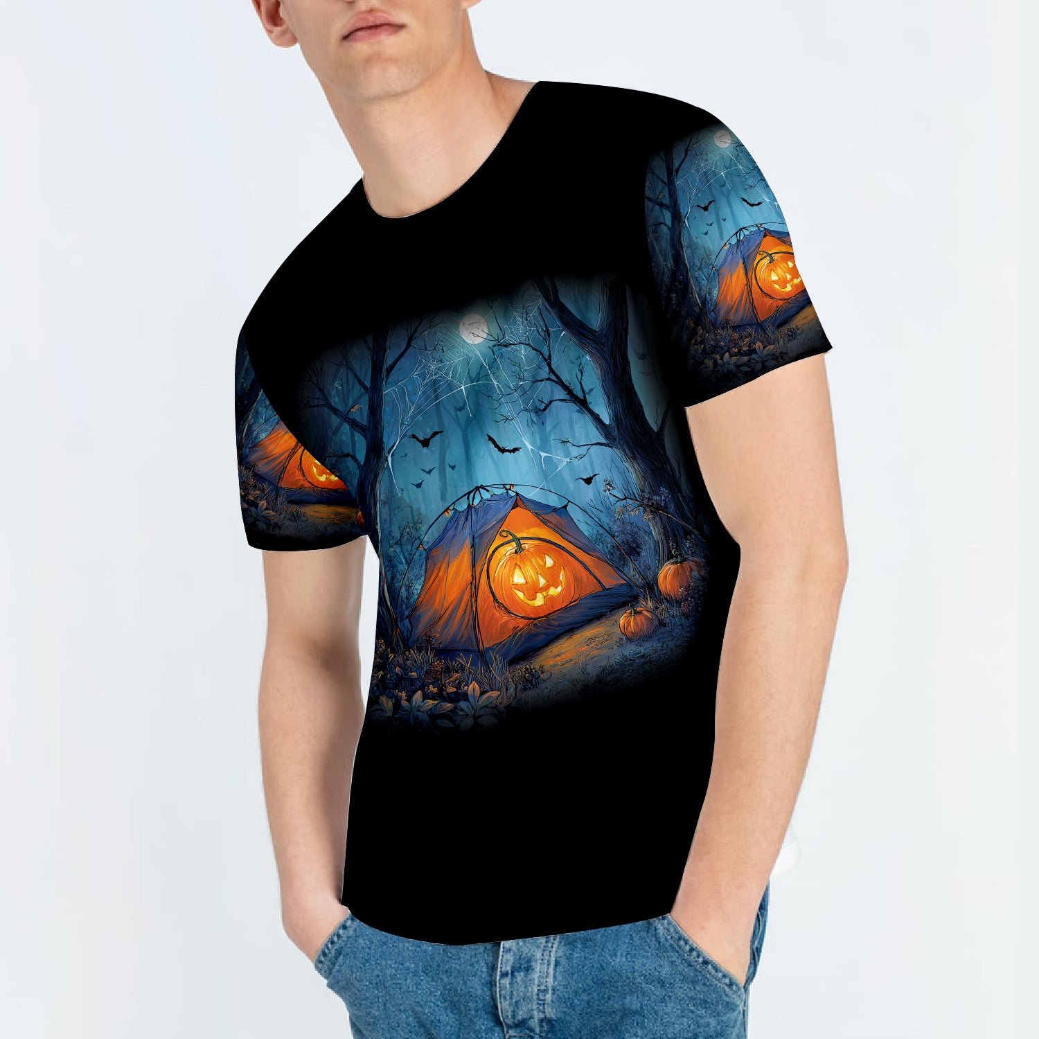 Halloween Pumpkin Camping All Over Print Shirt