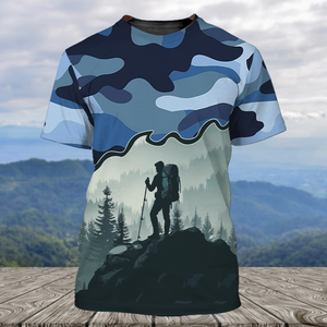 Hiking Mountain Blue Camo All Over Print Shirt