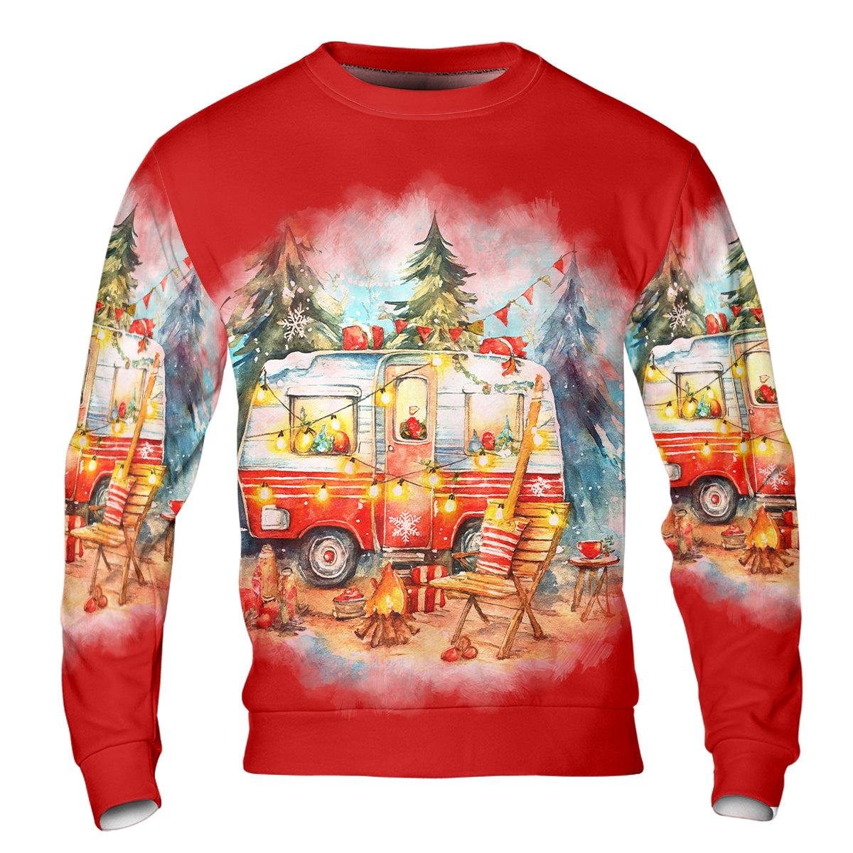 Red All I Want For Christmas Is Camping All Over Print Shirt