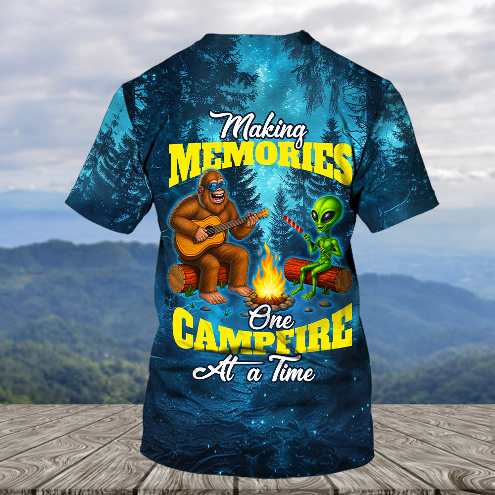Bigfoot And Alien Making Memories One Campfire At A Time Christmas All Over Print Shirt
