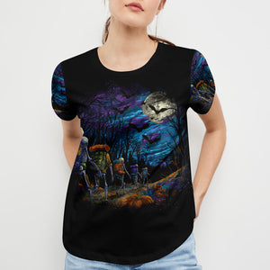 Skeleton Trekking Adventure Night Halloween All Over Print Shirt