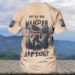 Vintage Bigfoot Not All Who Wander Are Lost Compass USA All Over Print Shirt