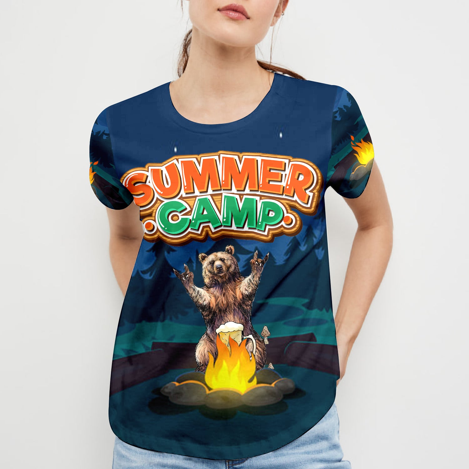 Summer Camp Grizzly Bear All Over Print Shirt