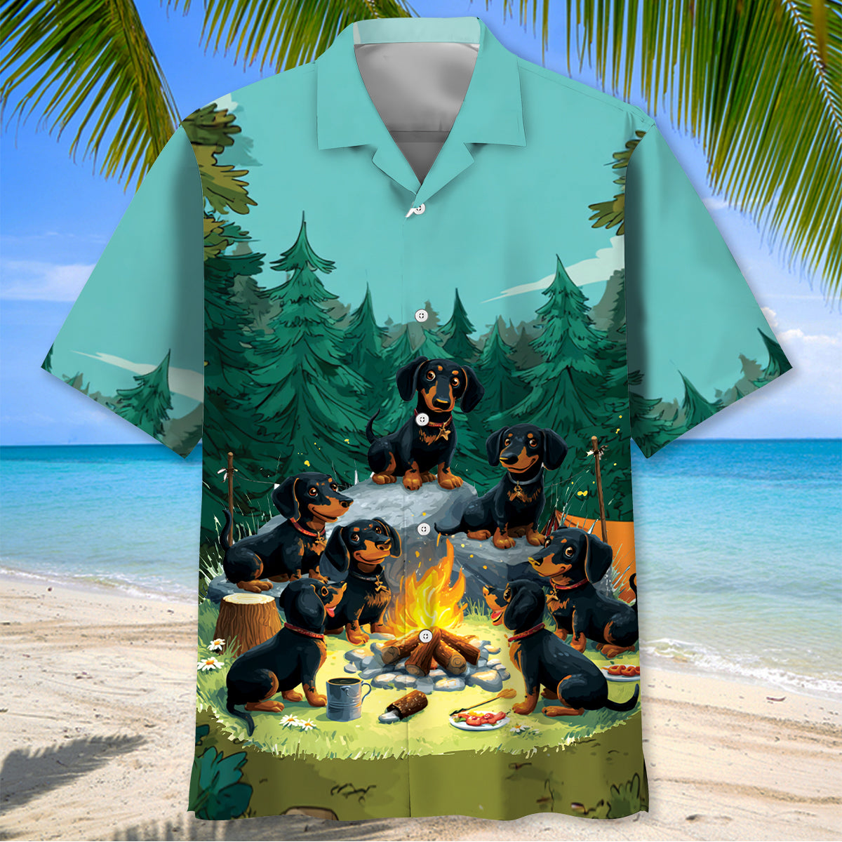 Funny Dachshund Go Camping Hawaiian Shirt