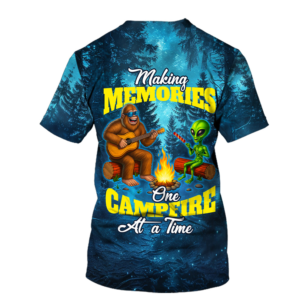 Bigfoot And Alien Making Memories One Campfire At A Time Christmas All Over Print Shirt