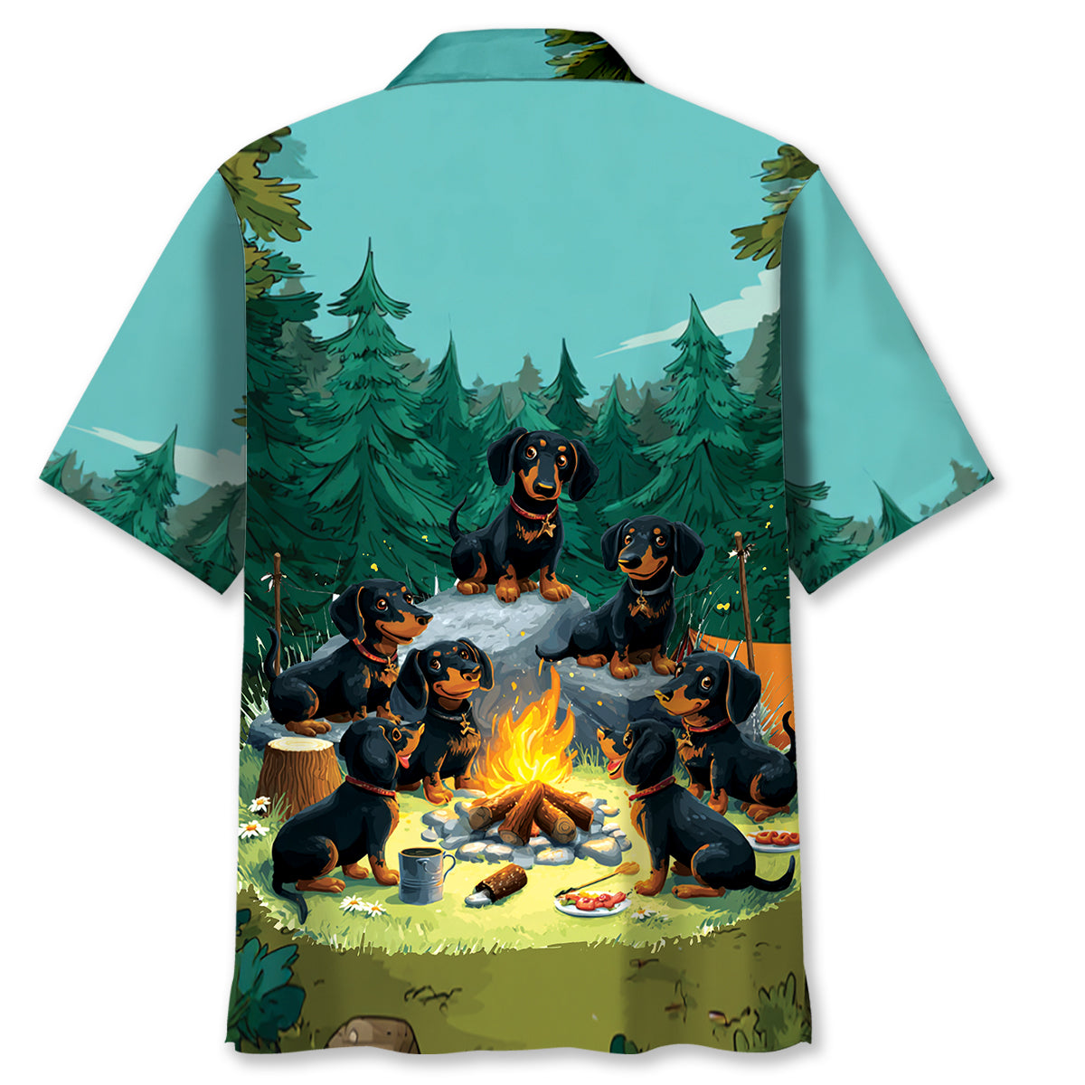 Funny Dachshund Go Camping Hawaiian Shirt