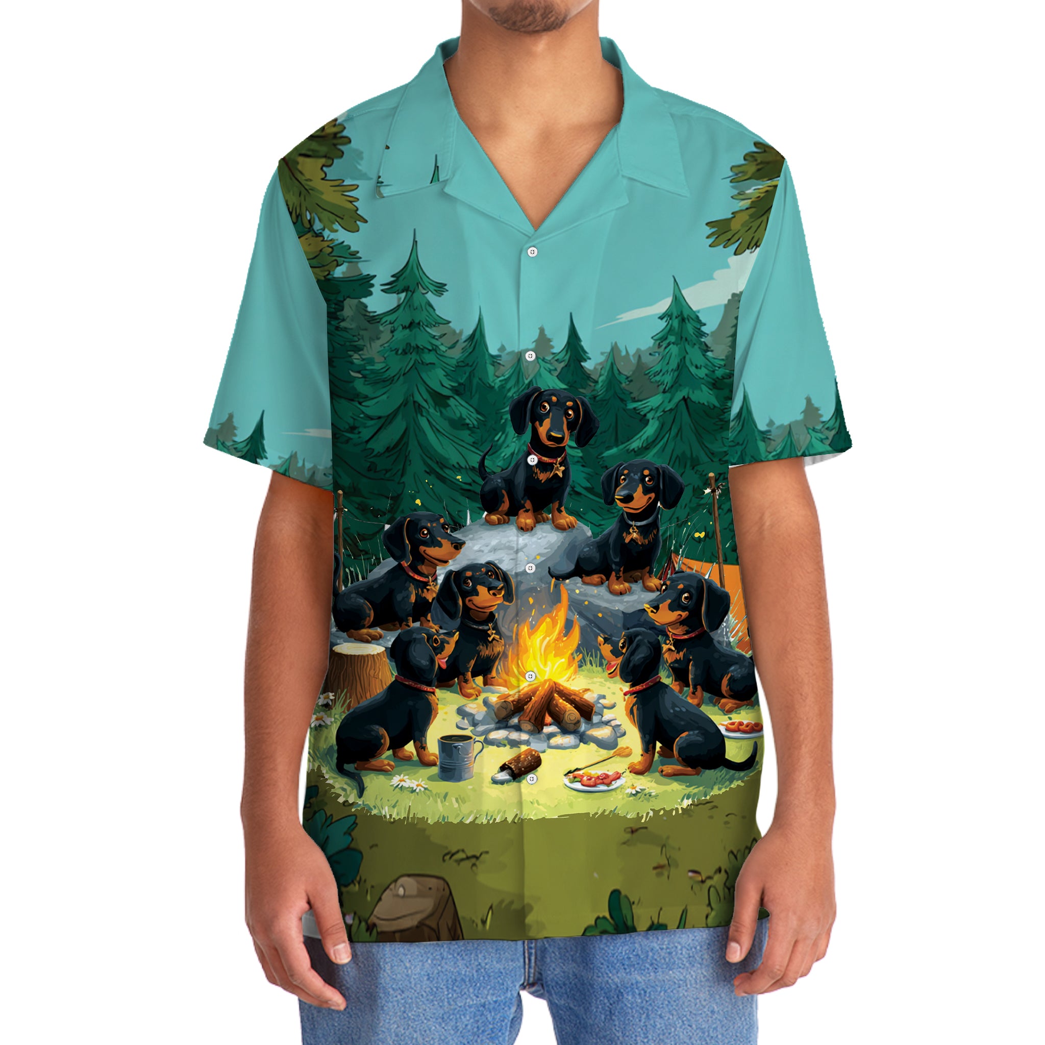 Funny Dachshund Go Camping Hawaiian Shirt