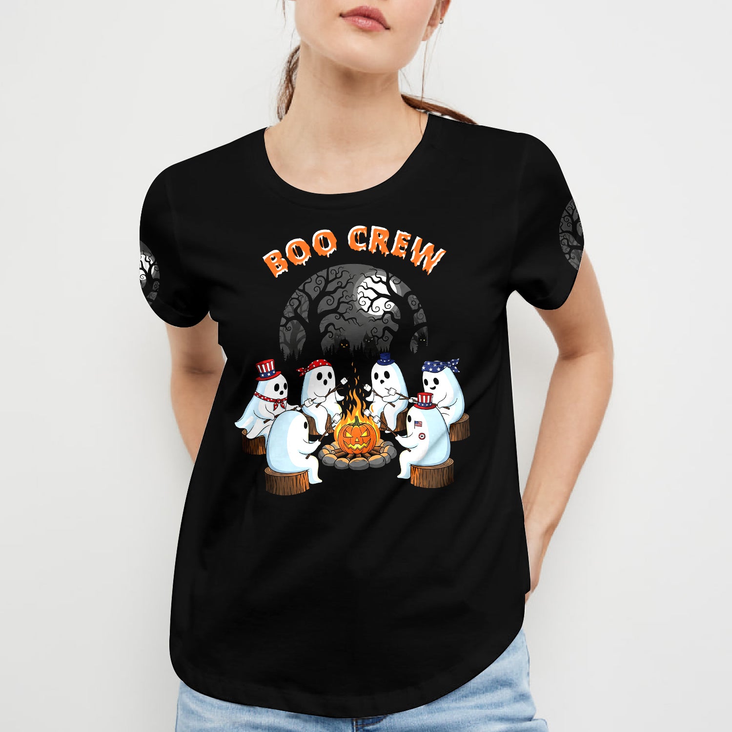Boo Crew Camping All Over Print Shirt