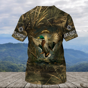 Mallard Duck Hunting Dark Camo All Over Print Shirt