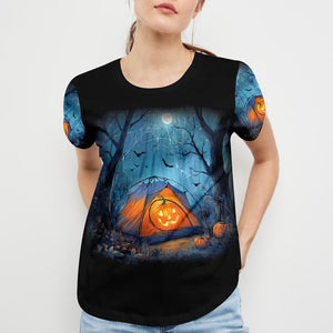 Halloween Pumpkin Camping All Over Print Shirt