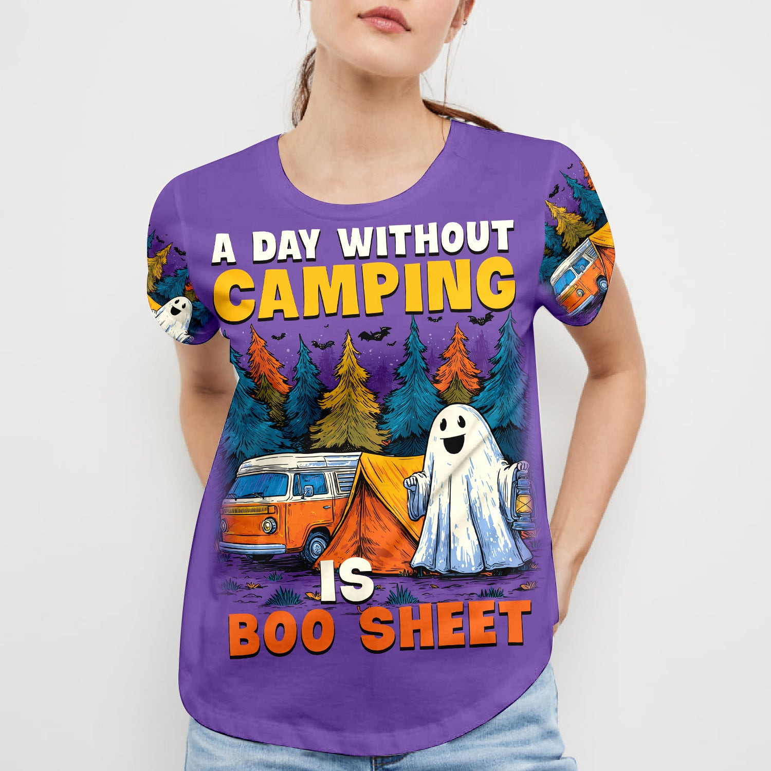 Halloween Camping Ghost – A Day Without Camping Is Boo Sheet All Over Print Shirt