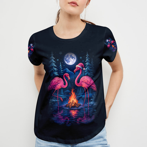 Crazy Friends Camping Memories Flamingo Christmas All Over Print Shirt