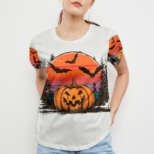 Retro Spooky Vintage Camping Vibes Halloween All Over Print Shirt