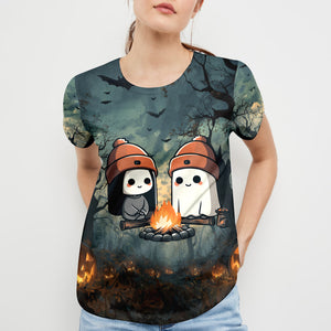 Cute Ghost Camping Crew All Over Print Shirt