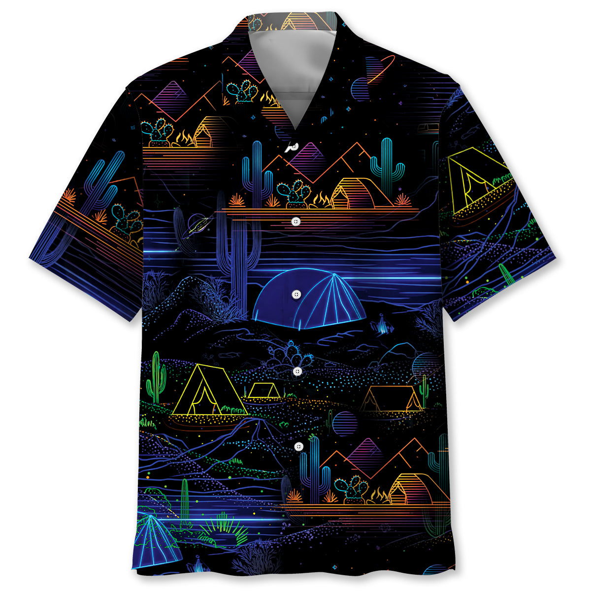 Camping Desert Neon Night Hawaiian Shirt
