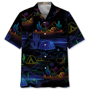 Camping Desert Neon Night Hawaiian Shirt