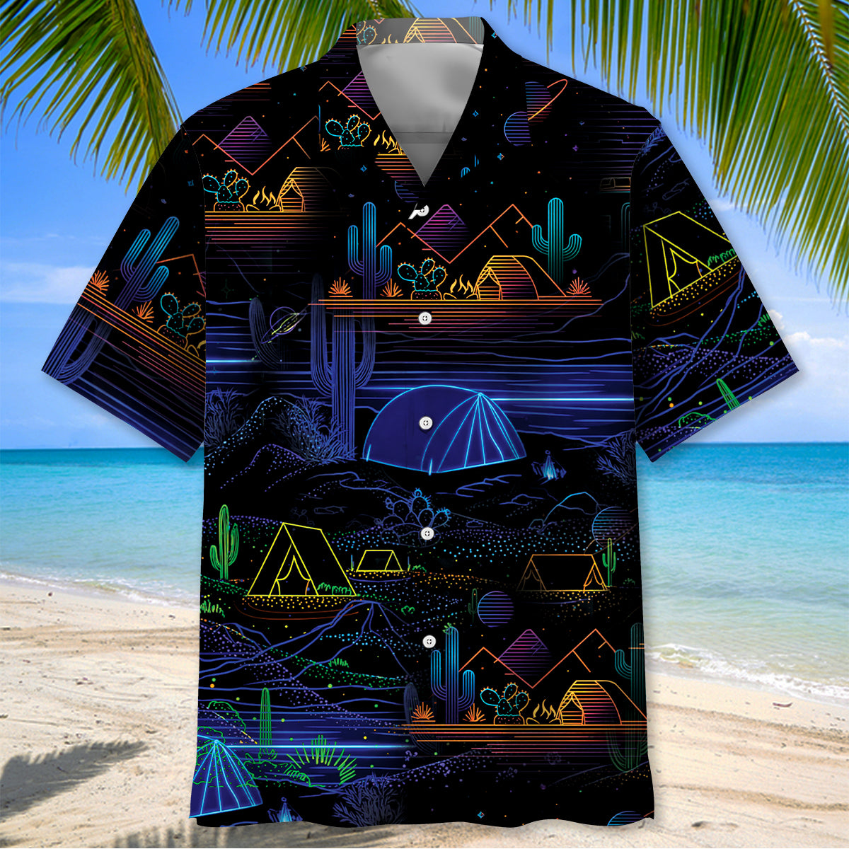 Camping Desert Neon Night Hawaiian Shirt