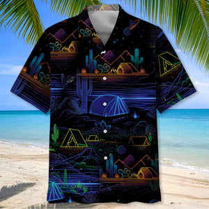 Camping Desert Neon Night Hawaiian Shirt