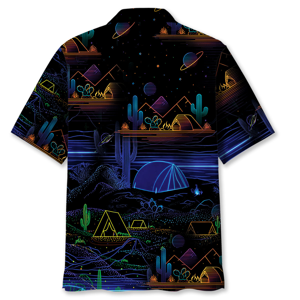Camping Desert Neon Night Hawaiian Shirt