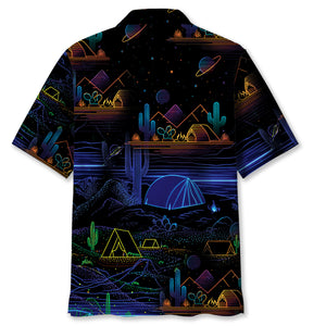 Camping Desert Neon Night Hawaiian Shirt