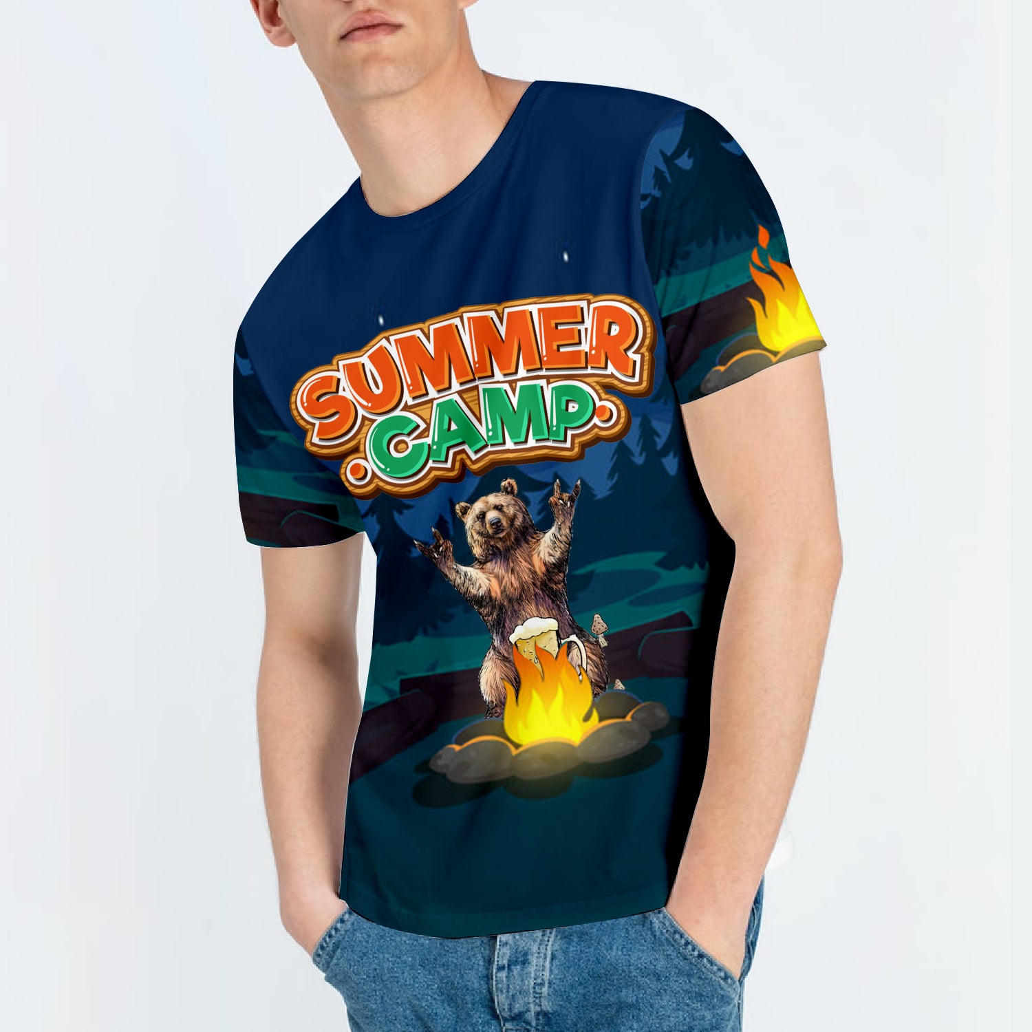 Summer Camp Grizzly Bear All Over Print Shirt