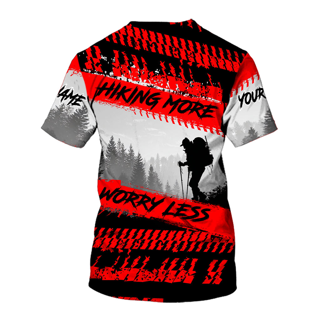 Custom Name Hiking More Worry Less Black Red All Over Print Shirt