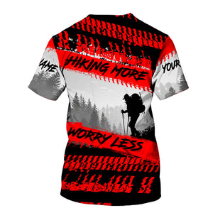 Custom Name Hiking More Worry Less Black Red All Over Print Shirt