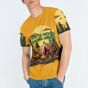 Bigfoot and Bear You'll Never Drink Alone All Over Print Shirt