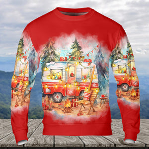Red All I Want For Christmas Is Camping All Over Print Shirt