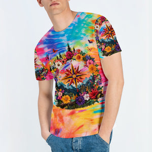 Live For The Moments Compass Flower All Over Print Shirt
