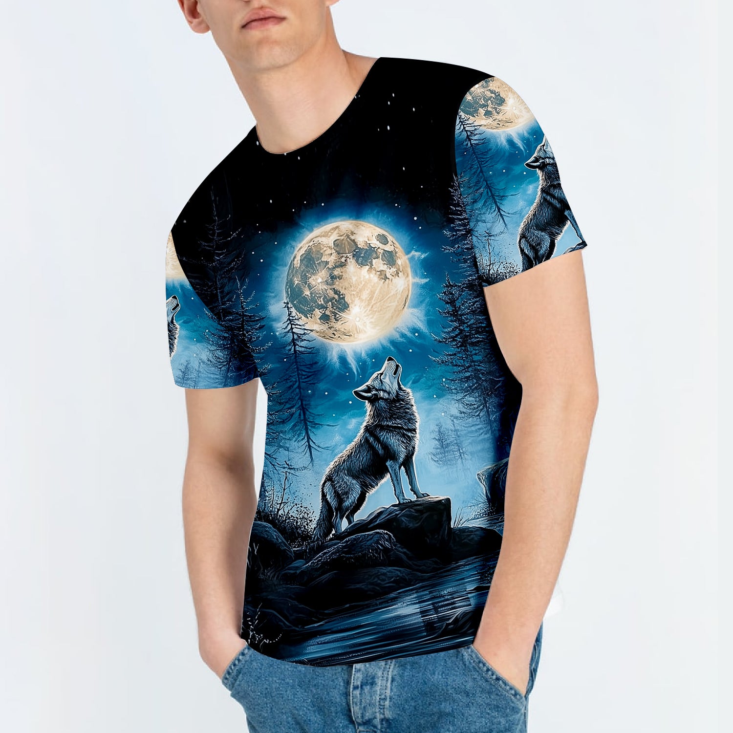 Wolf Moon Light Art All Over Print Shirt