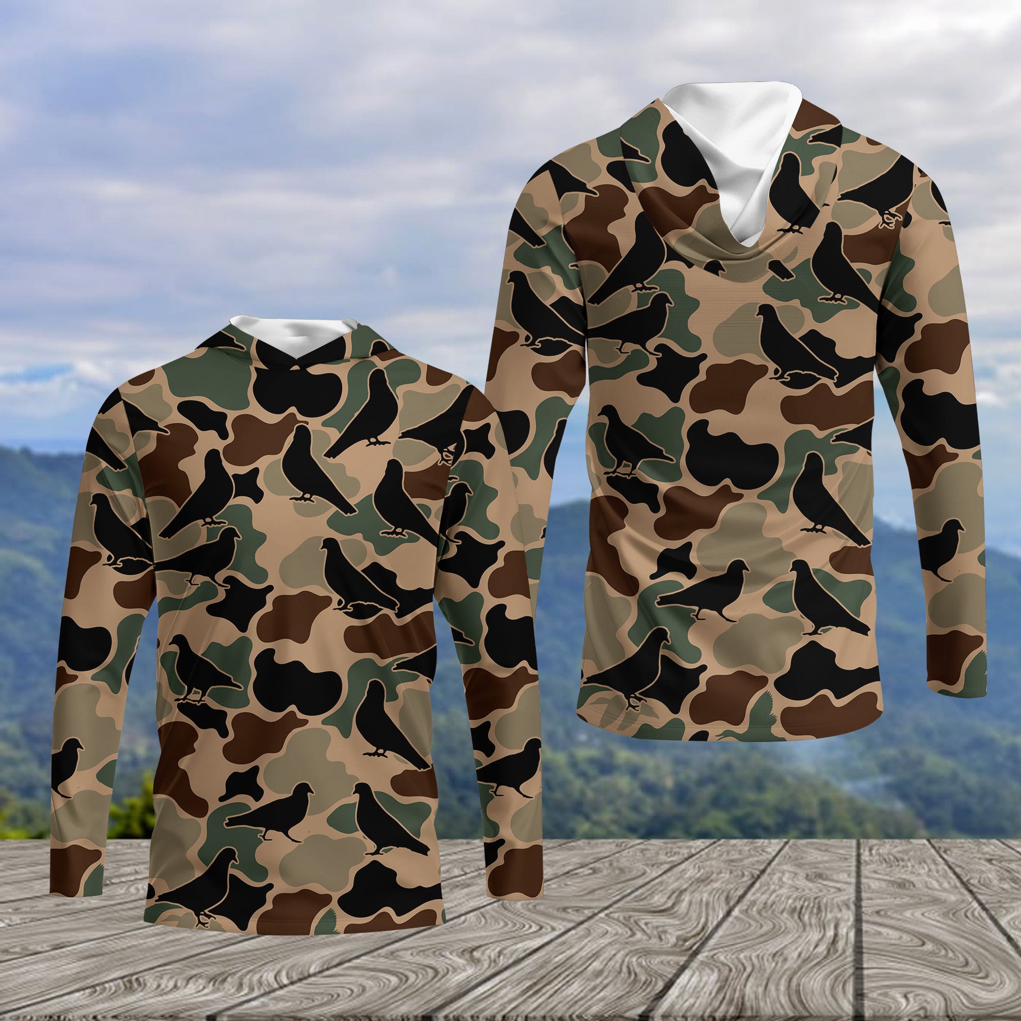 Dove Bird Camouflage Pattern All Over Print Shirt