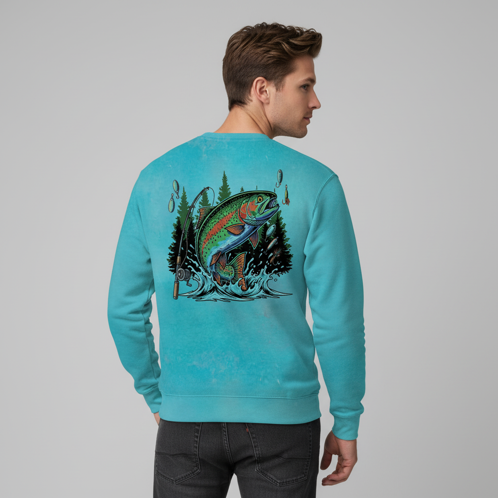Fish Around And Find Trout Retro Graphic All Over Print Shirt