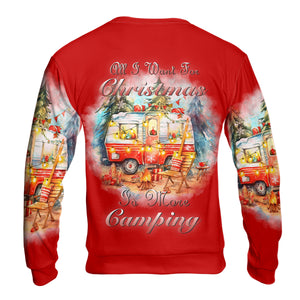 Red All I Want For Christmas Is Camping All Over Print Shirt