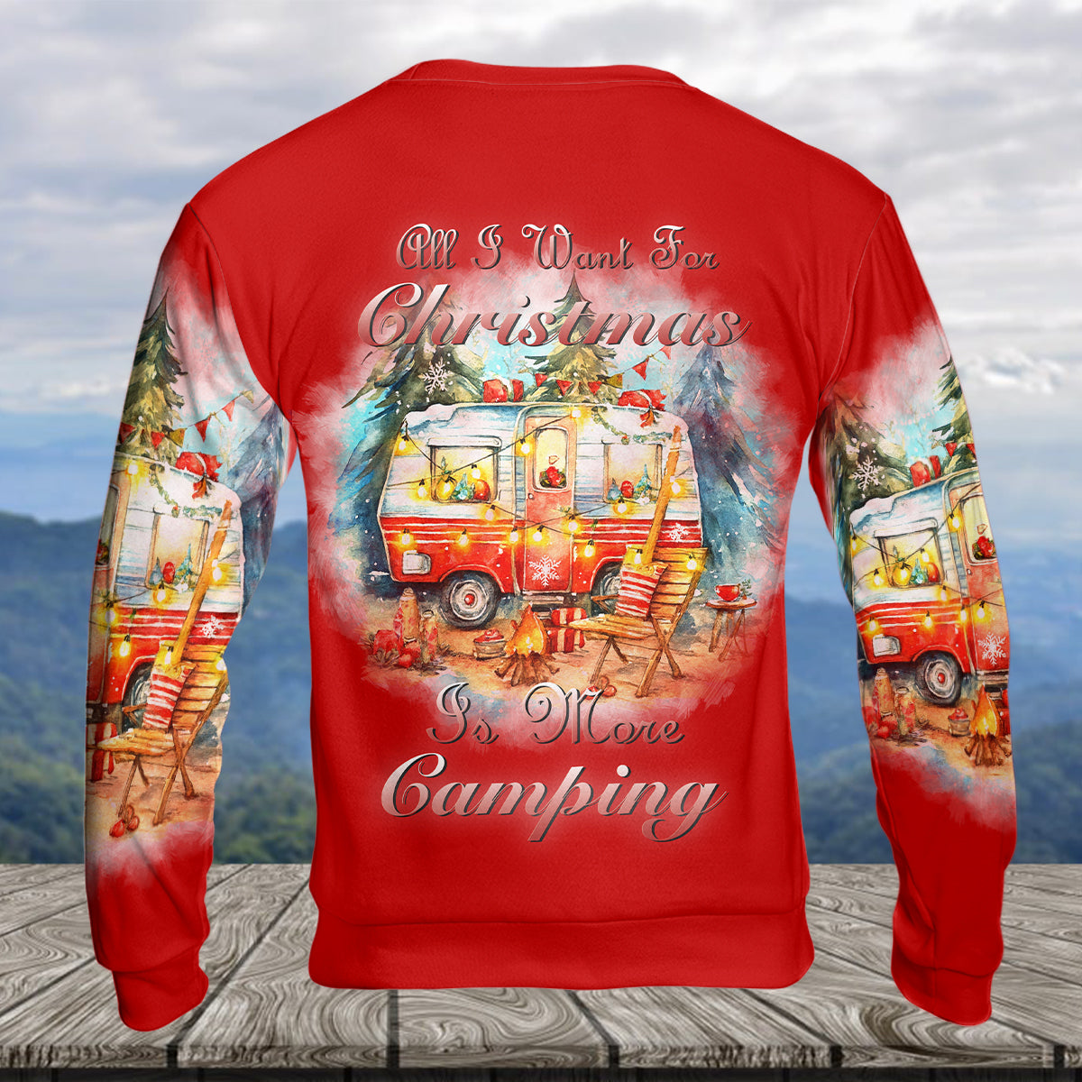 Red All I Want For Christmas Is Camping All Over Print Shirt