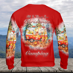 Red All I Want For Christmas Is Camping All Over Print Shirt