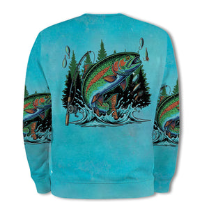 Fish Around And Find Trout Retro Graphic All Over Print Shirt
