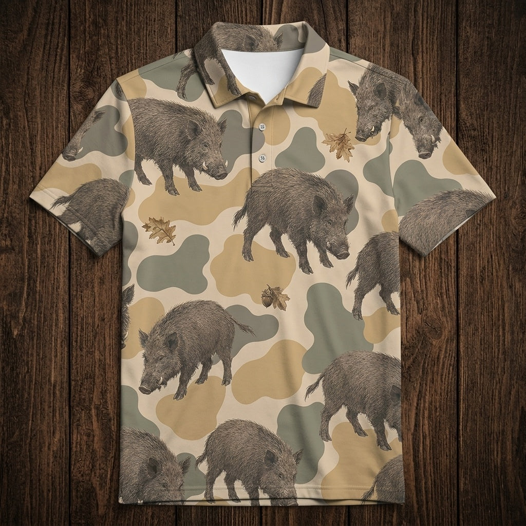 Feral Hog Camouflage Men Polo Shirt