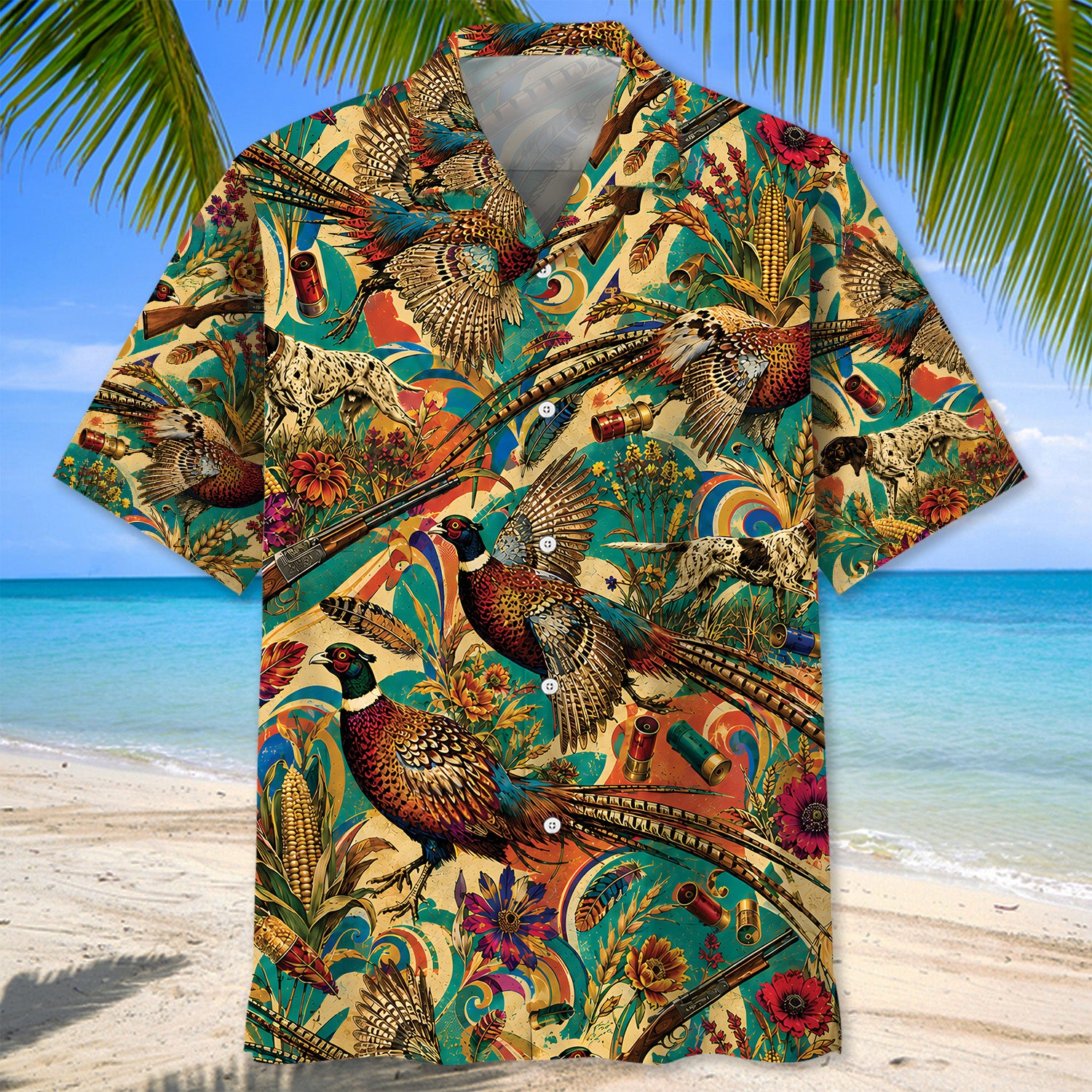Psychedelic Pheasant Hunting Hawaiian Shirt